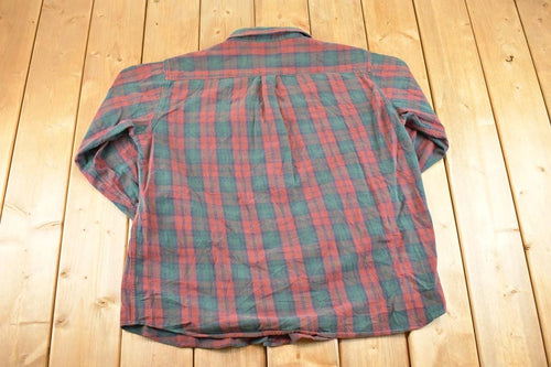 Vintage 1990s LL Bean Plaid Button Up Shirt Men's L / 90's Rugged Polo