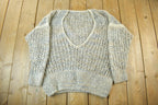 Vintage 1990s Mohair Knit V-Neck Sweater Women's XL-2X