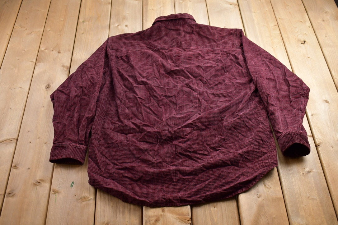 Vintage 1990s Eddie Bauer Red Plaid Flannel Button Up Shirt