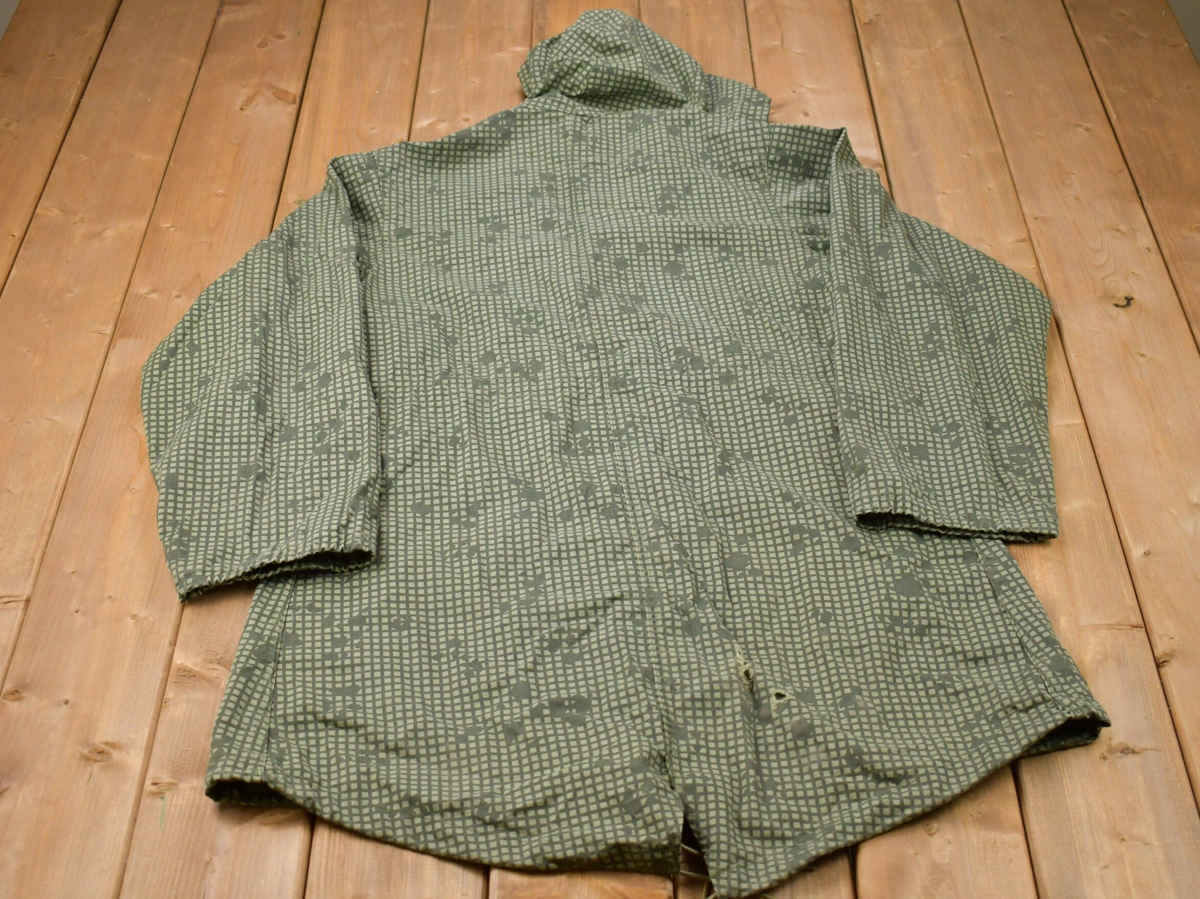 Vintage 2001 Military Hooded Overcoat Jacket