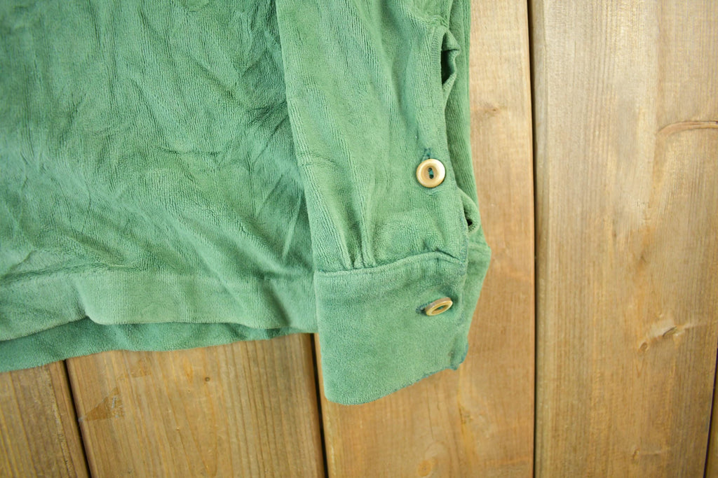 True Vintage 1970s Velour Style Button Up Shirt Men's Medium