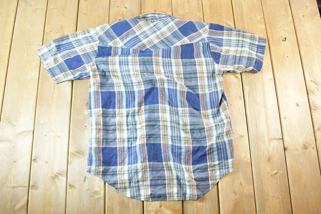 Vintage 1980s Outlaw Western Wear Plaid Button Up Shirt Men's L