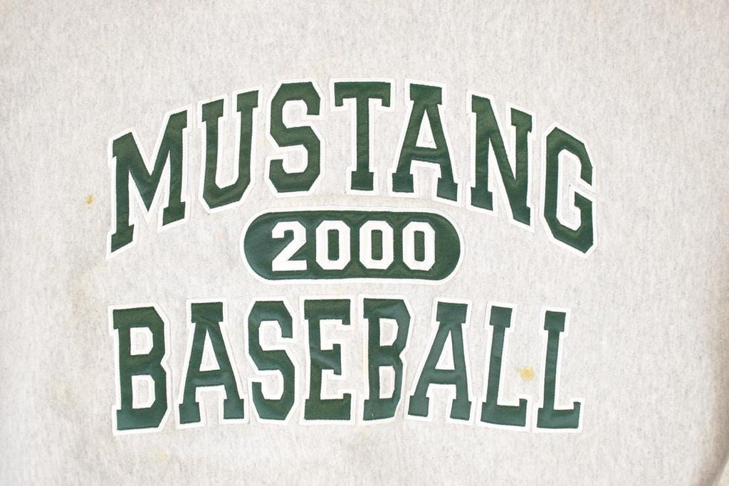 Vintage Y2K Mustang Baseball Embroidered Heavyweight Crewneck Sweatshirt Men's XL