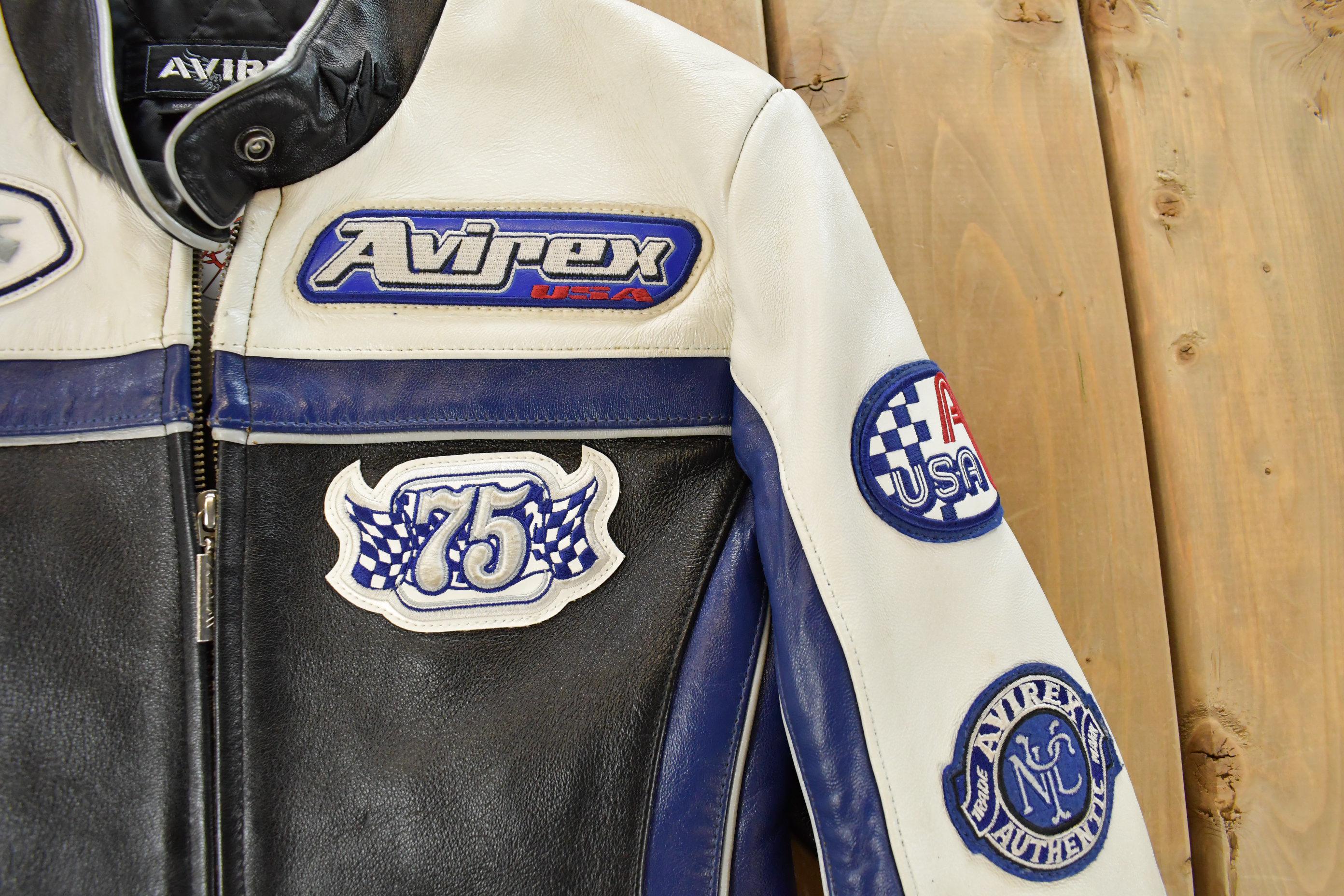 Vintage 1990s Avirex Racing Leather Varsity Jacket Women's S