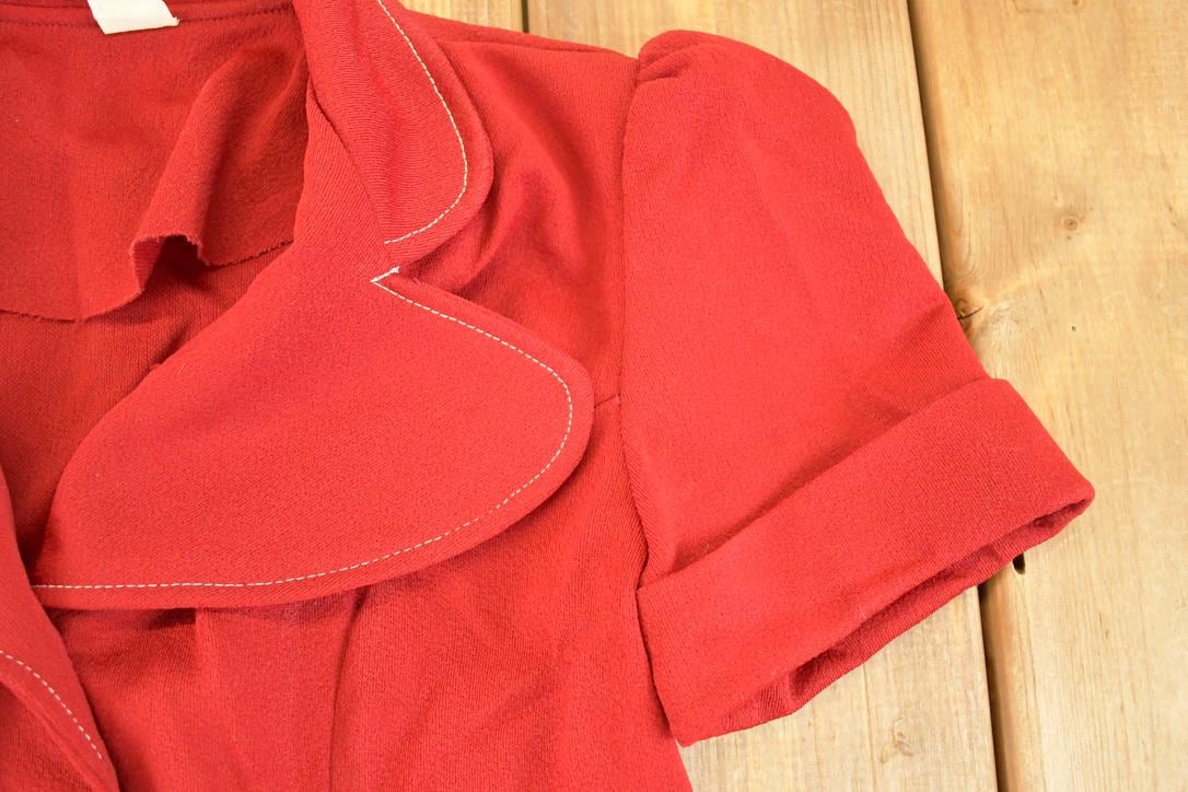Vintage 1960s Fancy Red Cardigan Shirt Women's S