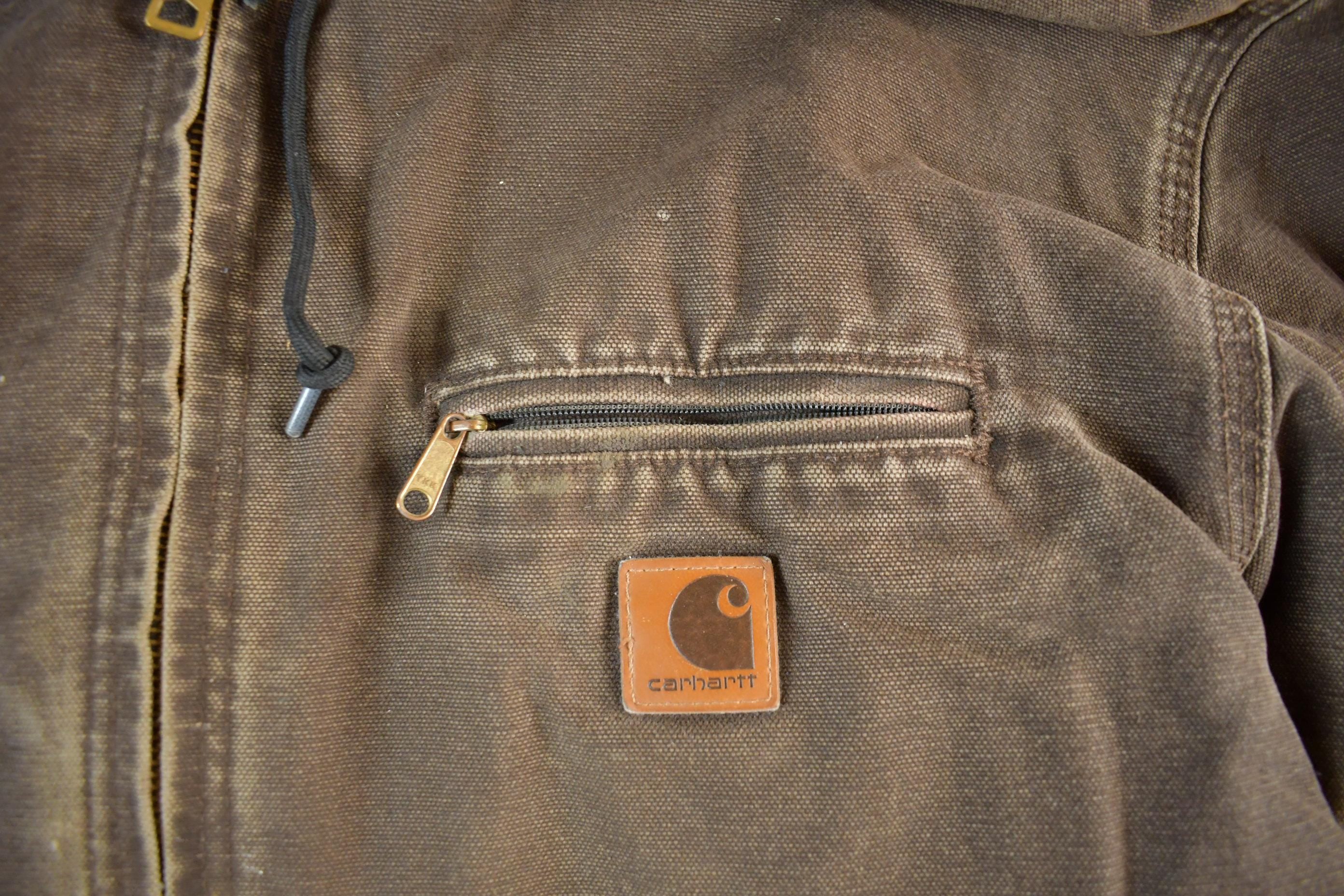 Vintage 2000s Carhartt Hooded Sherpa Lined Jacket Mens Large