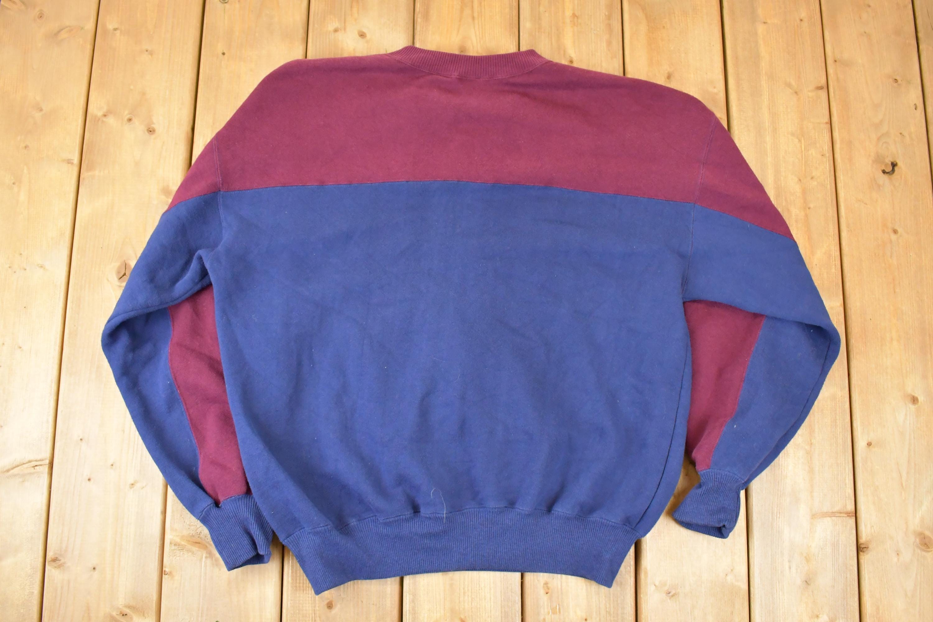 Vintage 1990s First Run Color Block Crewneck Sweatshirt Men's L