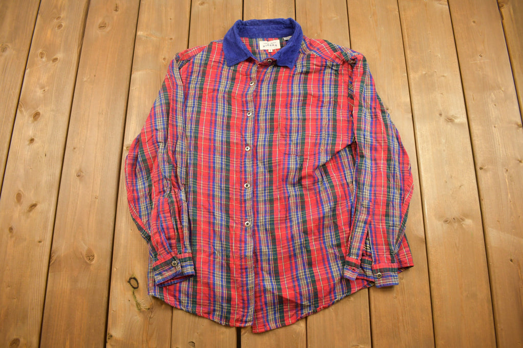 Vintage 1990s Riders Plaid Flannel Button Up Shirt