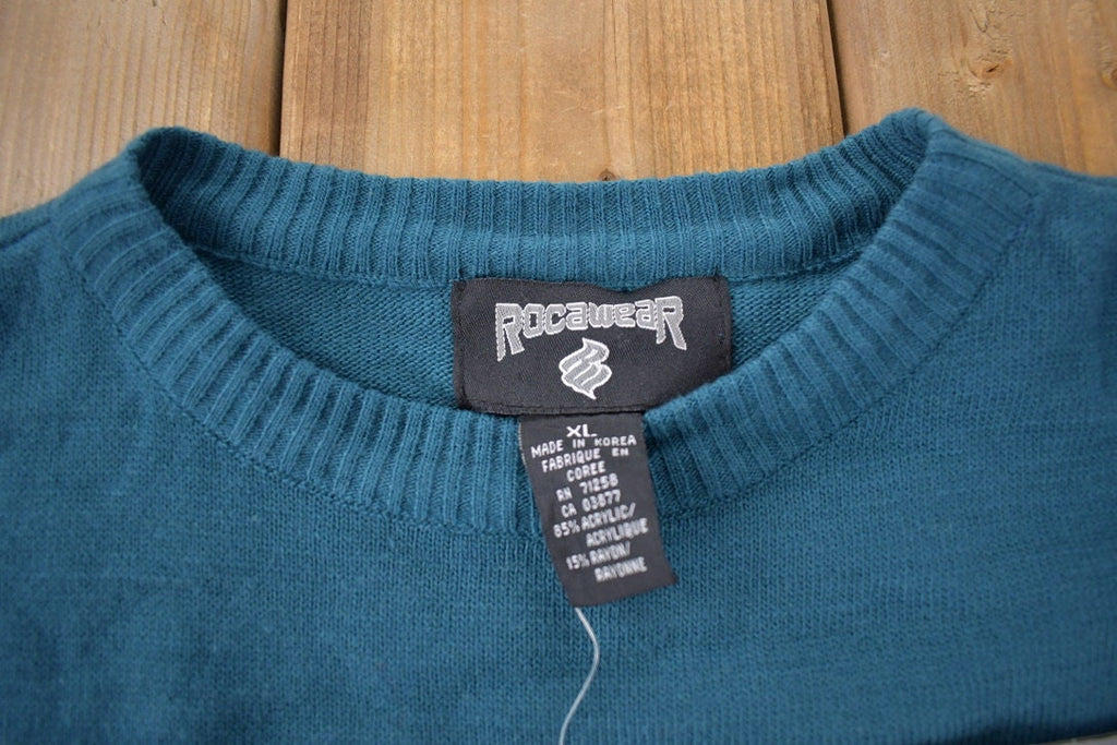 Vintage 1990s Roc A Wear Deadstock Knit Crewneck Sweater Size XL