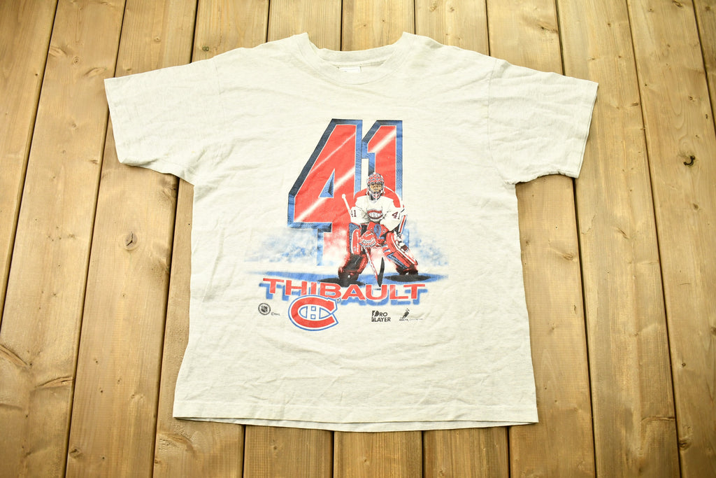 Vintage 1996 Montreal Canadiens Thibault Goalie Pro Player T-Shirt