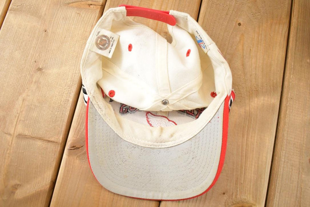 Vintage 1990s Logo Athletic Detroit Red Wings Diamond Cut NHL Snapback Hat / 90's Embroidered Shark Tooth Hockey Cap