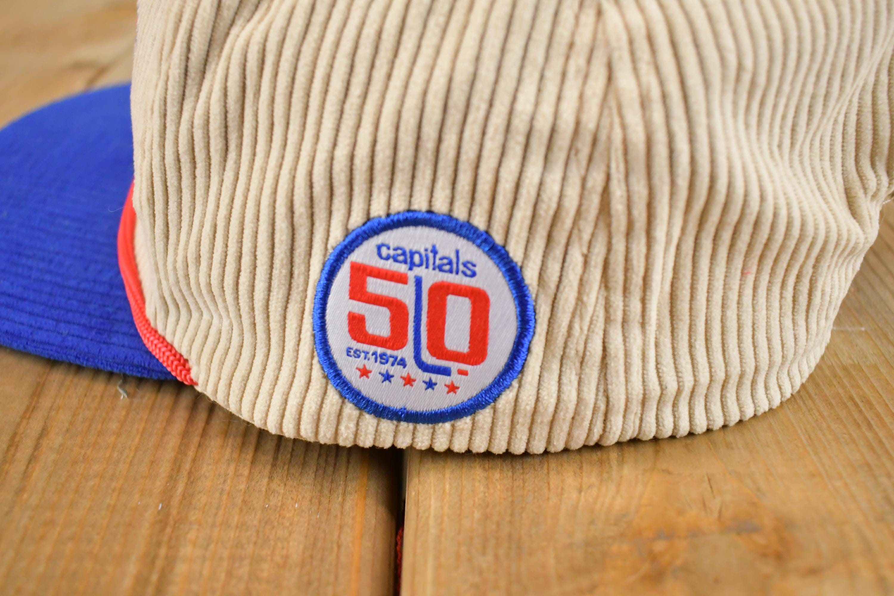 Vintage 1980s Washington Capitols NHL Corduroy Snapback Trucker Hat