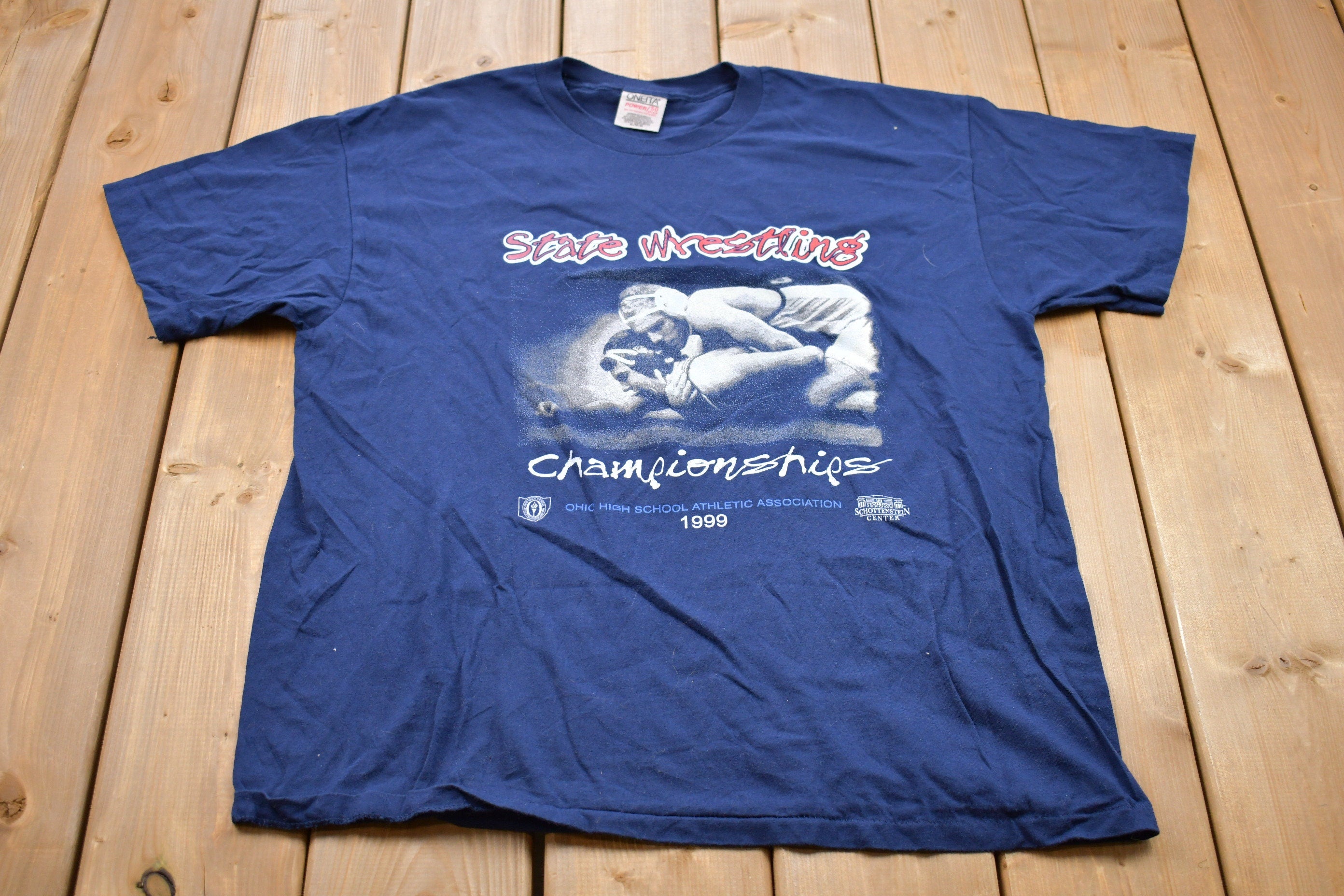 Vintage 1999 State Wrestling Graphic T-Shirt