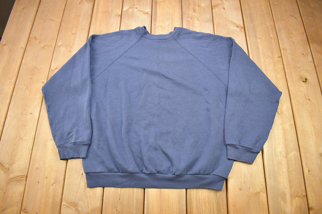 Vintage 1980s Tultex Blue Blank Raglan Crewneck Sweatshirt