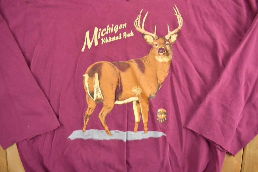 Vintage 1990s Deer Graphic Crewneck  Souvenir  Vintage Sweatshirt  Outdoorsman  Wilderness Sweatshirt  Quarter Sleeve  Made In USA