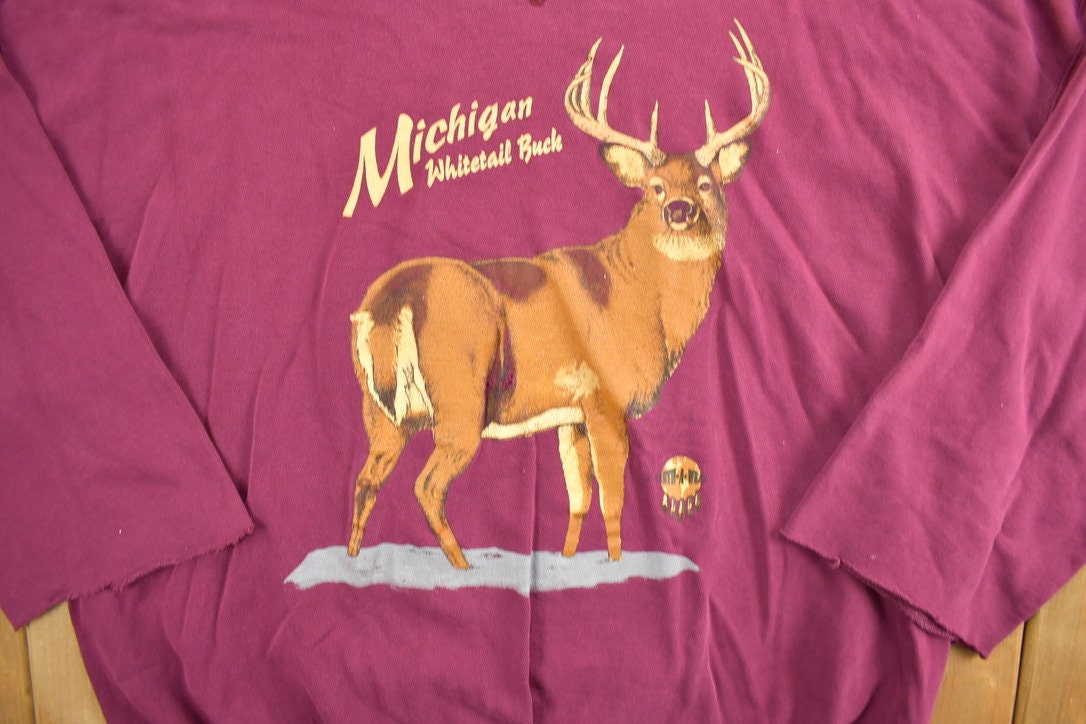 Vintage 1990s Deer Graphic Crewneck  Souvenir  Vintage Sweatshirt  Outdoorsman  Wilderness Sweatshirt  Quarter Sleeve  Made In USA