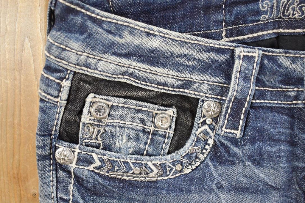Vintage Deadstock Y2K Miss Me Bedazzled Low Rise Jeans Women's Size 26x31