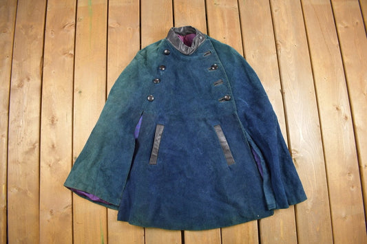 Vintage 1940's Suede Leather Button Up Cape Coat / True Vintage / Odd Fellows / Leather Cape / True Vintage Cape / Vintage Formal Wear