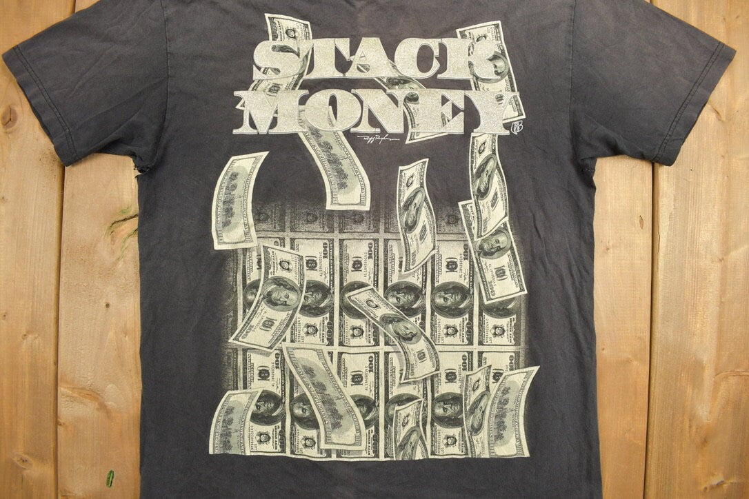 Vintage 1990 Stack Money Bill's Print Graphic T Shirt
