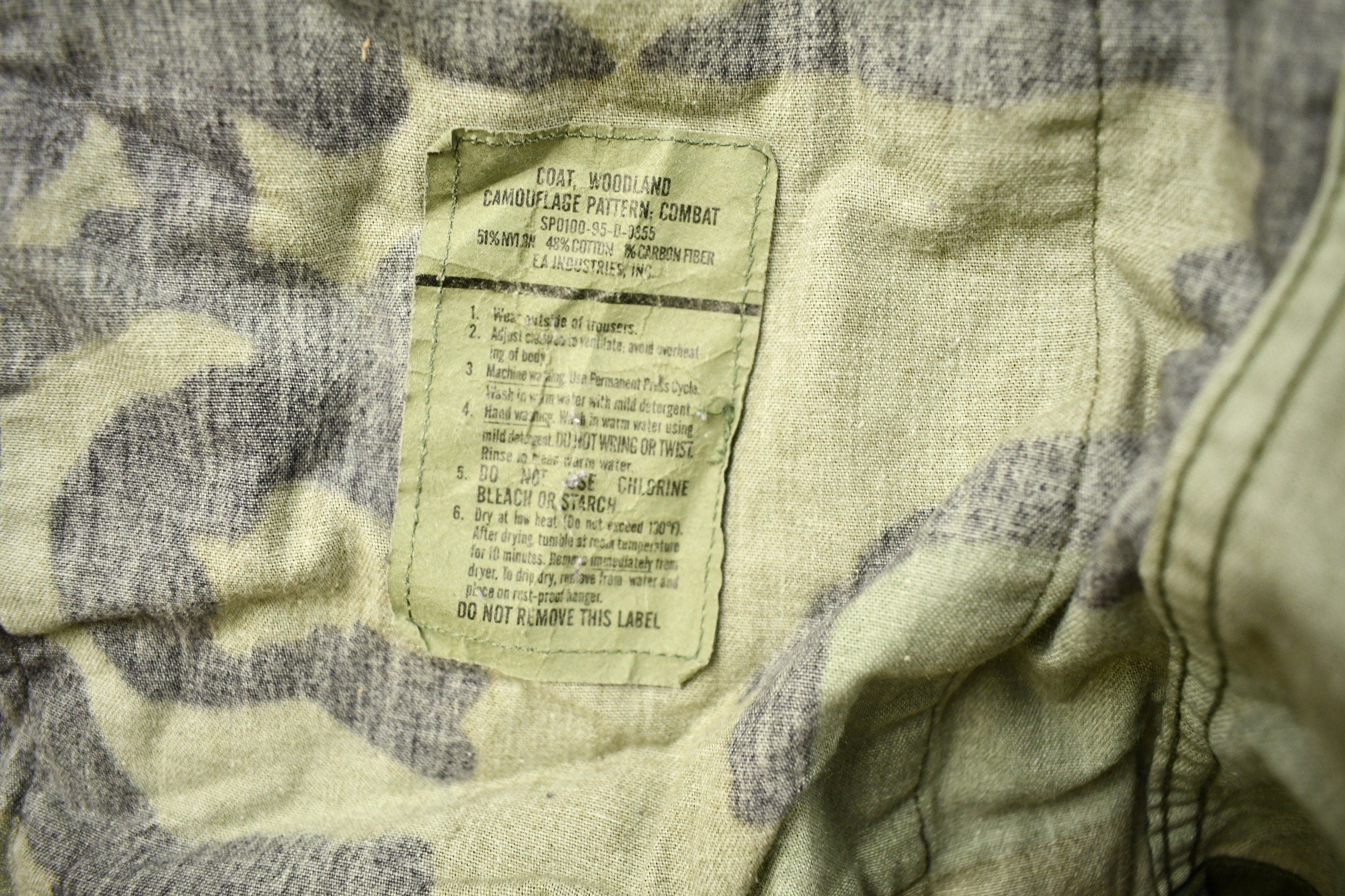 Vintage 1995 Woodland Camouflage Military Combat Coat