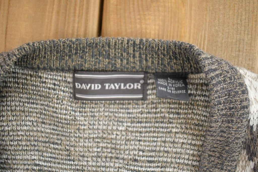 Vintage 1990s David Taylor Knit Cardigan Button Up Sweater