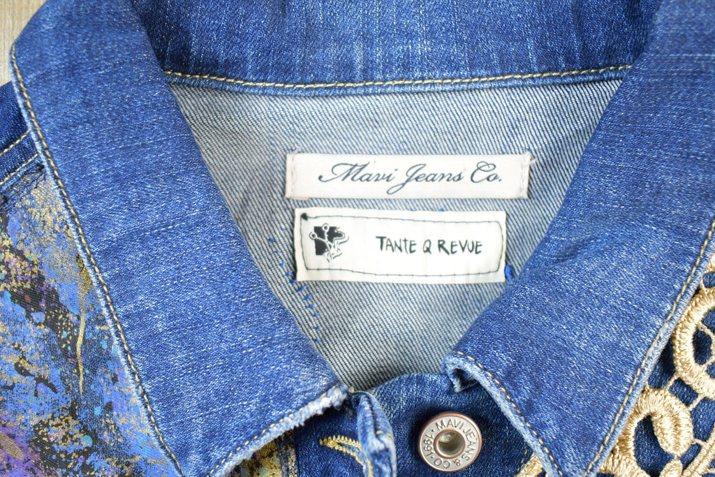 Vintage 1990s Maui Jeans Co Fancy Embellished Jean Jacket Made In USA