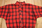 Vintage 1950s Wool Buffalo Plaid Button Up Hunting Jacket
