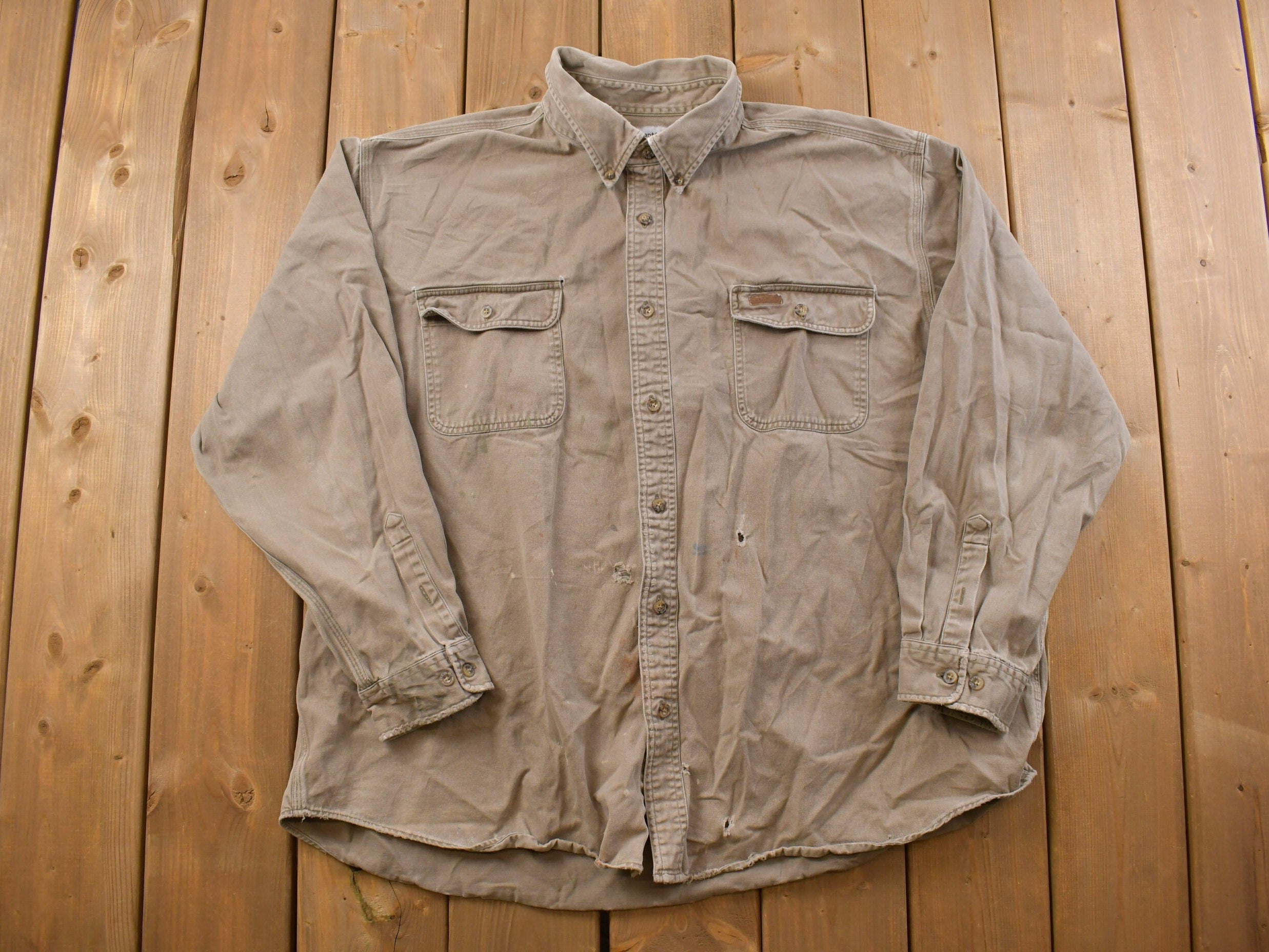 Vintage 1990s Carhartt Rugged Outdoor Wear Button Up Shirt