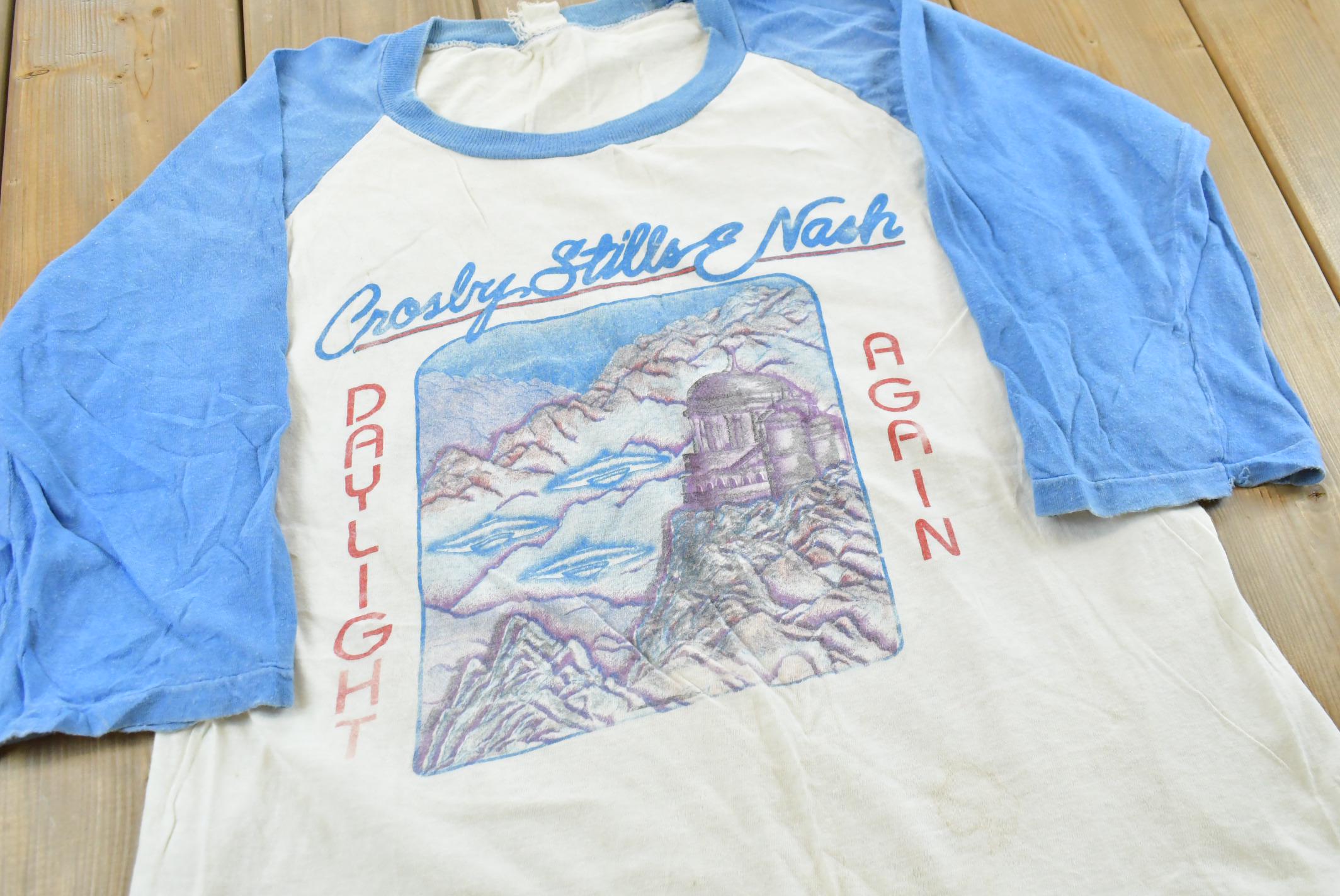 True Vintage 1985 Crosby Stills Nash Daylight Again Tour Raglan T-Shirt Men's M