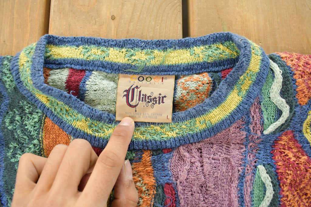 Vintage 1990s Coogi Classic 3D Knit Abstract Crewneck Sweater Men's Large