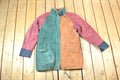 Vintage 1990s Ada Colour Block Leather Boho Rock Jacket Made In USA