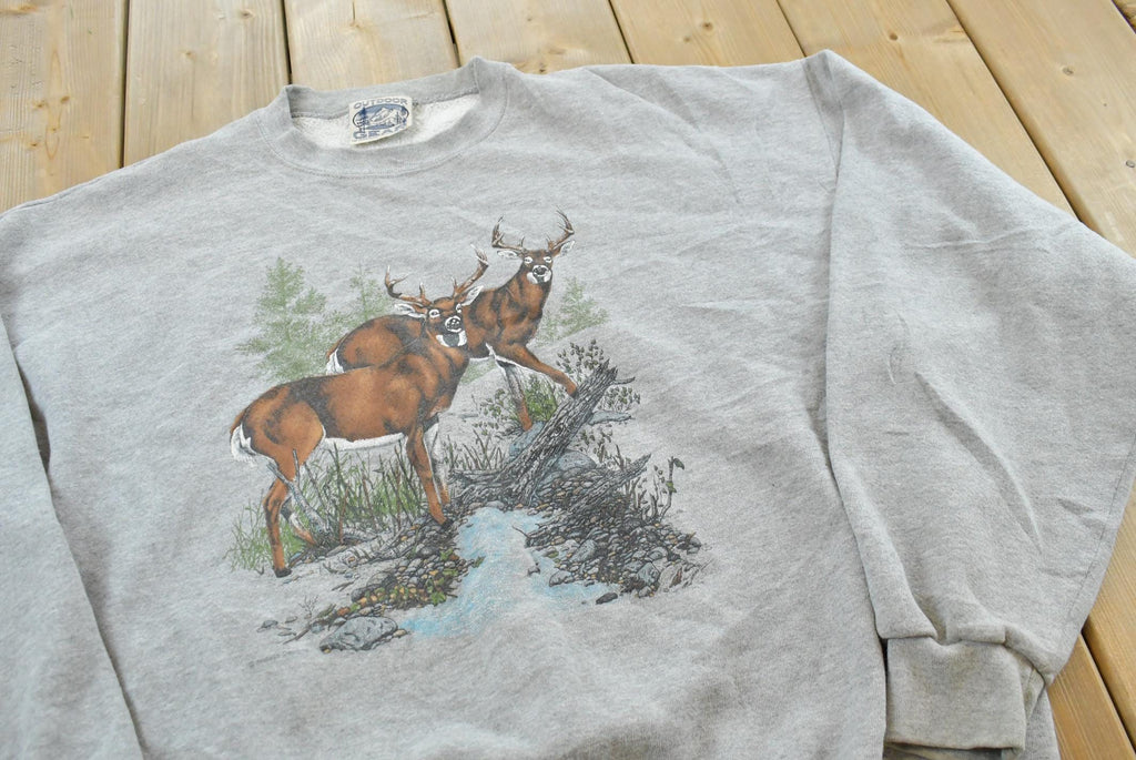 Vintage 1990s Deer Nature Animal Graphic Print Crewneck Sweatshirt Men's 2XL