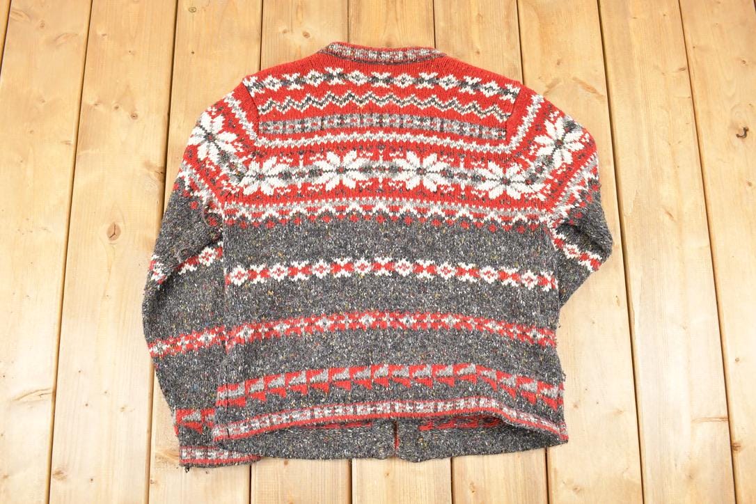 Vintage 1990s Croft & Barrow Abstract Clasp Knit Cardigan Sweater Women's M