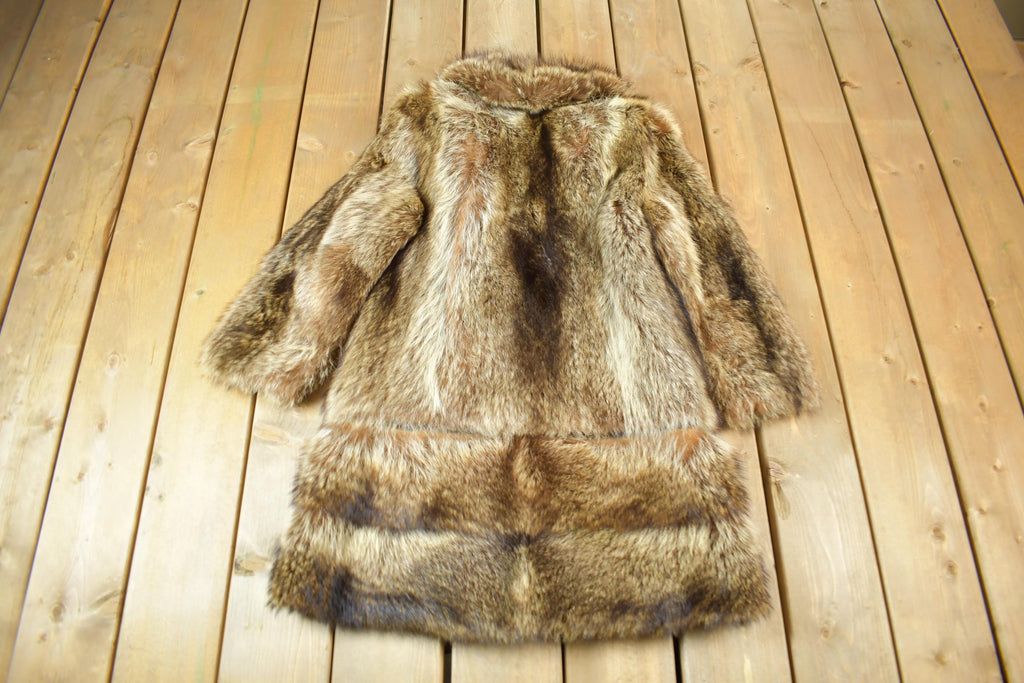 Vintage 1970s Ross Furs Adjustable Length Brown Raccoon Fur Coat