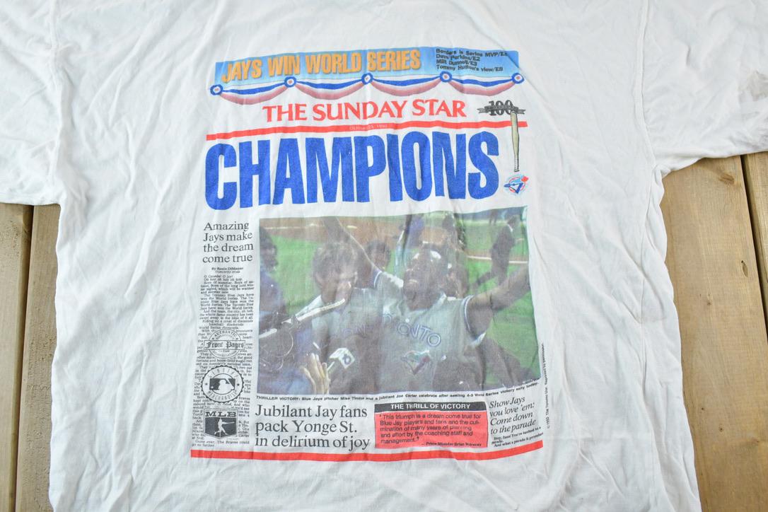 Vintage 1992 Toronto Blue Jays World Series Sunday Star MLB Graphic T-Shirt