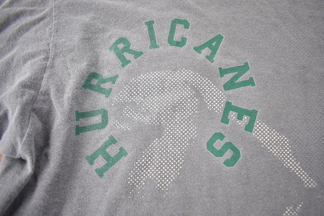 Vintage 1990s University Of Miami Hurricanes Collegiate Graphic T-Shirt Size XL