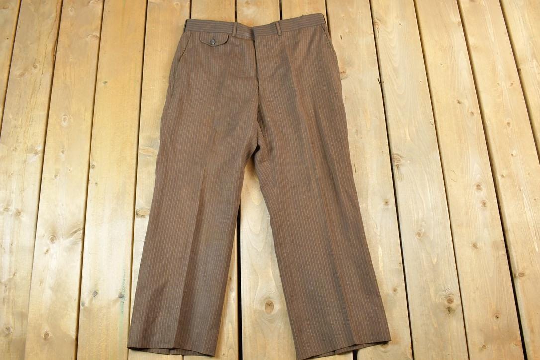 Vintage 1980s Plated Striped Dress Pants Size 34