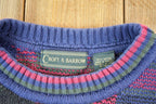 Vintage 1990s Croft And Barrow Knit Abstract Pattern Crewneck Sweater Mens XL