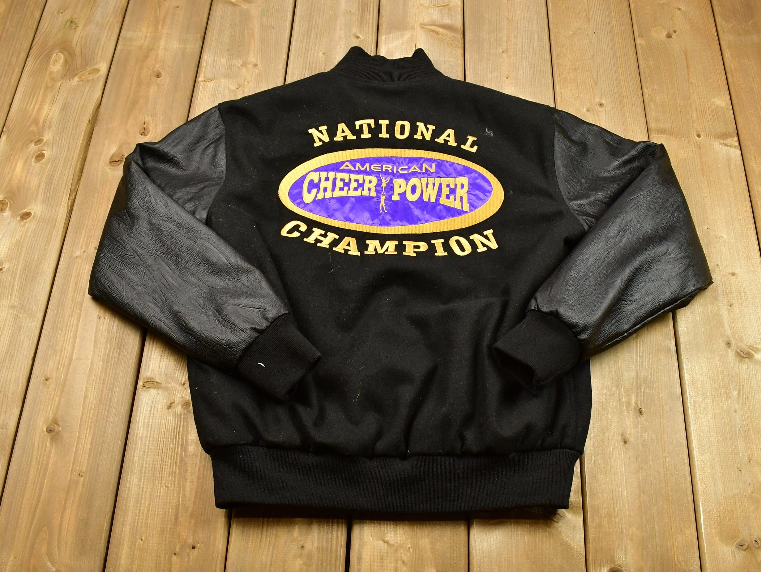 Vintage 1990s American Cheer Power National Champions Bomber Jacket