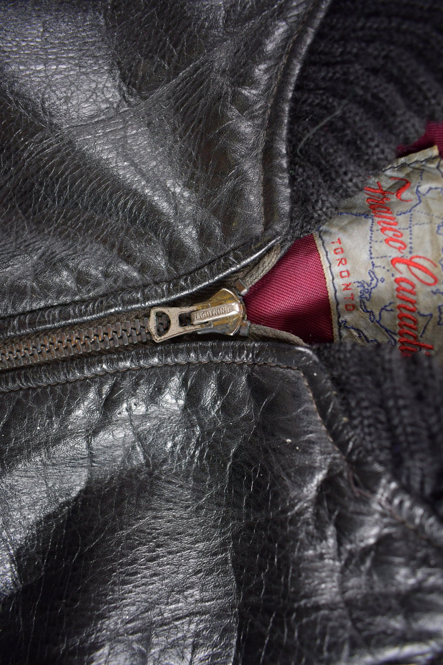 Vintage 1950s Franco Canadian Leather Jacket / Lightning Zipper / Leather Bomber Jacket / Made In Canada / Biker Jacket