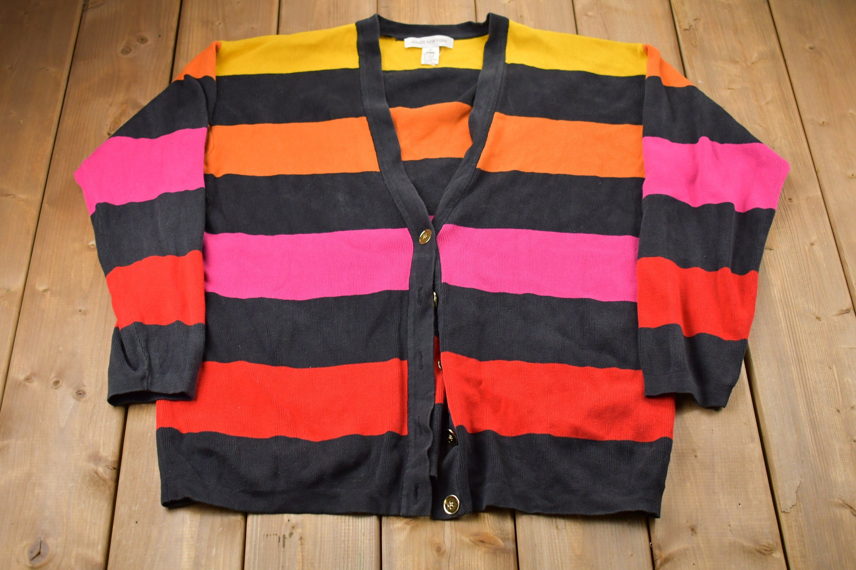 Vintage 1980s Jones New York Striped Knitted Sweater