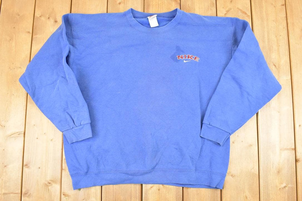 Vintage 1990s Nike Embroidered Mini Swoosh Block Logo Sweatshirt Men's L