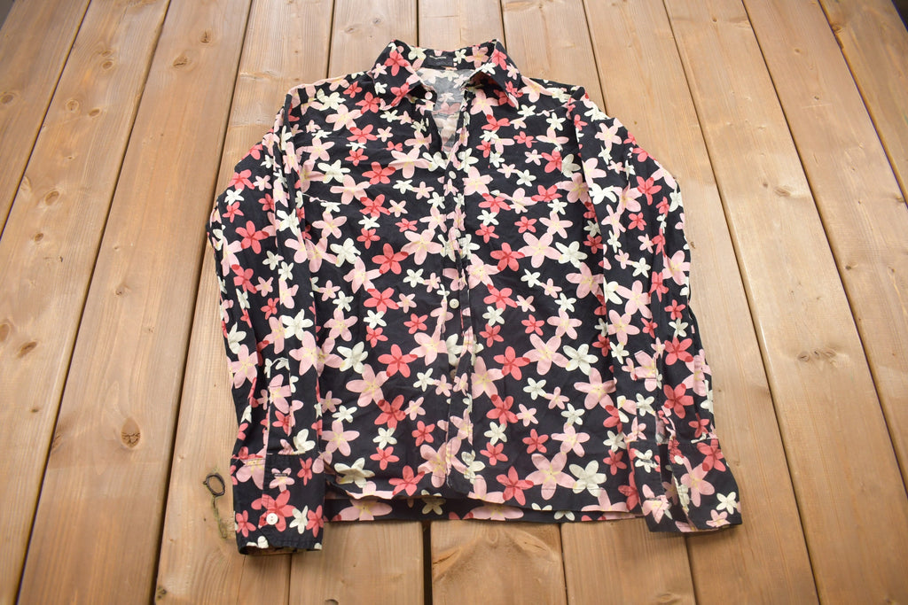 Vintage 1990s Pink Floral Button Up Shirt