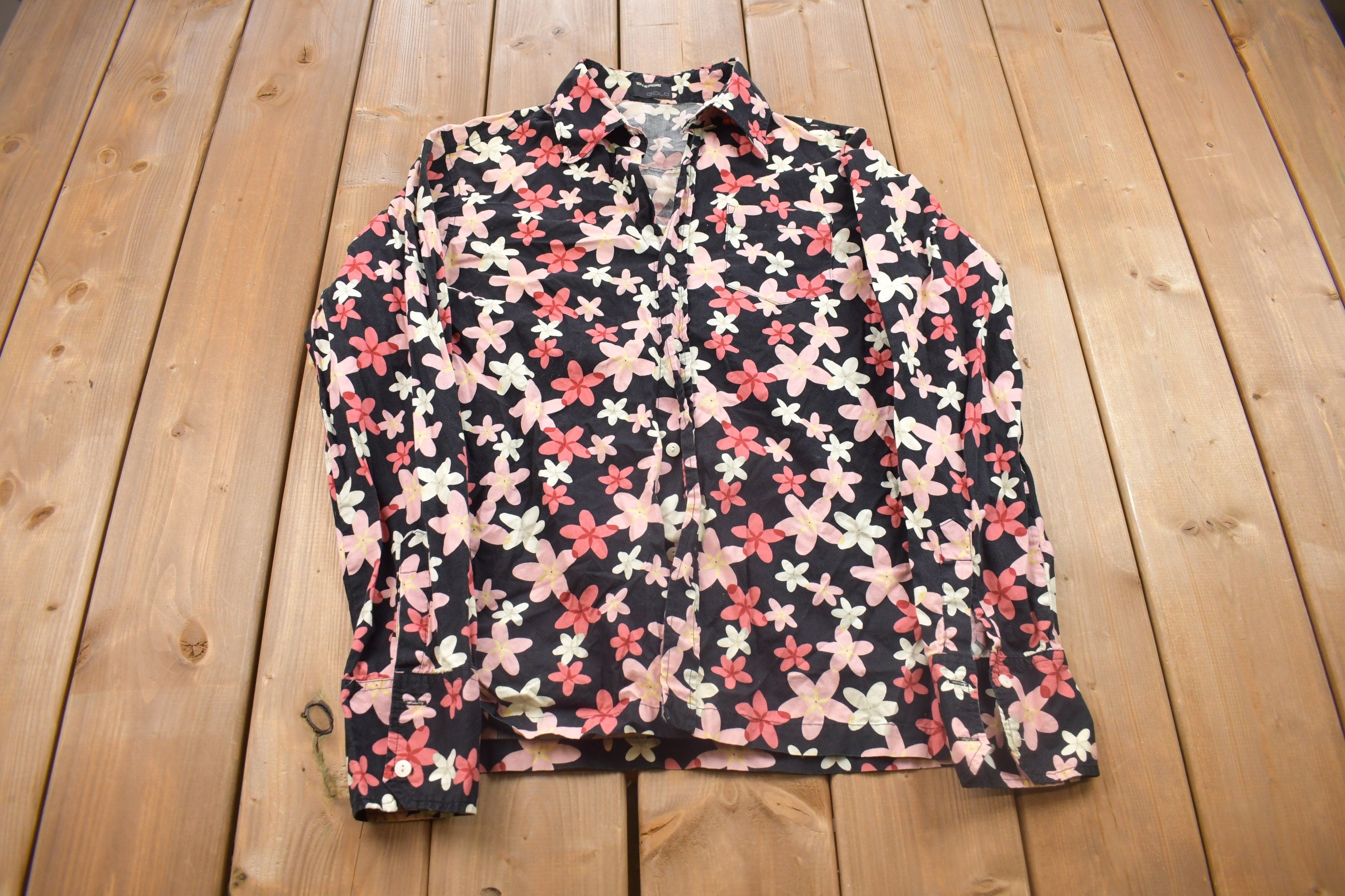 Vintage 1990s Pink Floral Button Up Shirt
