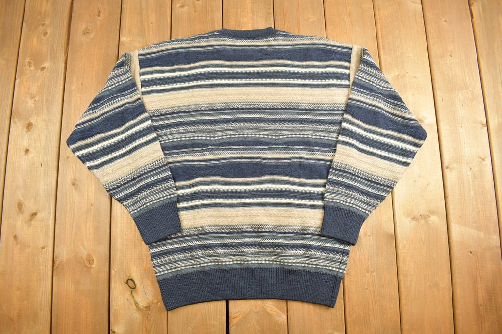 Vintage 1990s INXS Knitted Sweater  Vintage 90s Crewneck  Pattern Sweater  Made In Canada  All Over Print  Pullover