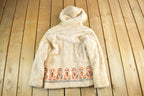 Vintage 1960s Lydia Fashions Tribal Art Fur Hooded Coat Women's M-L