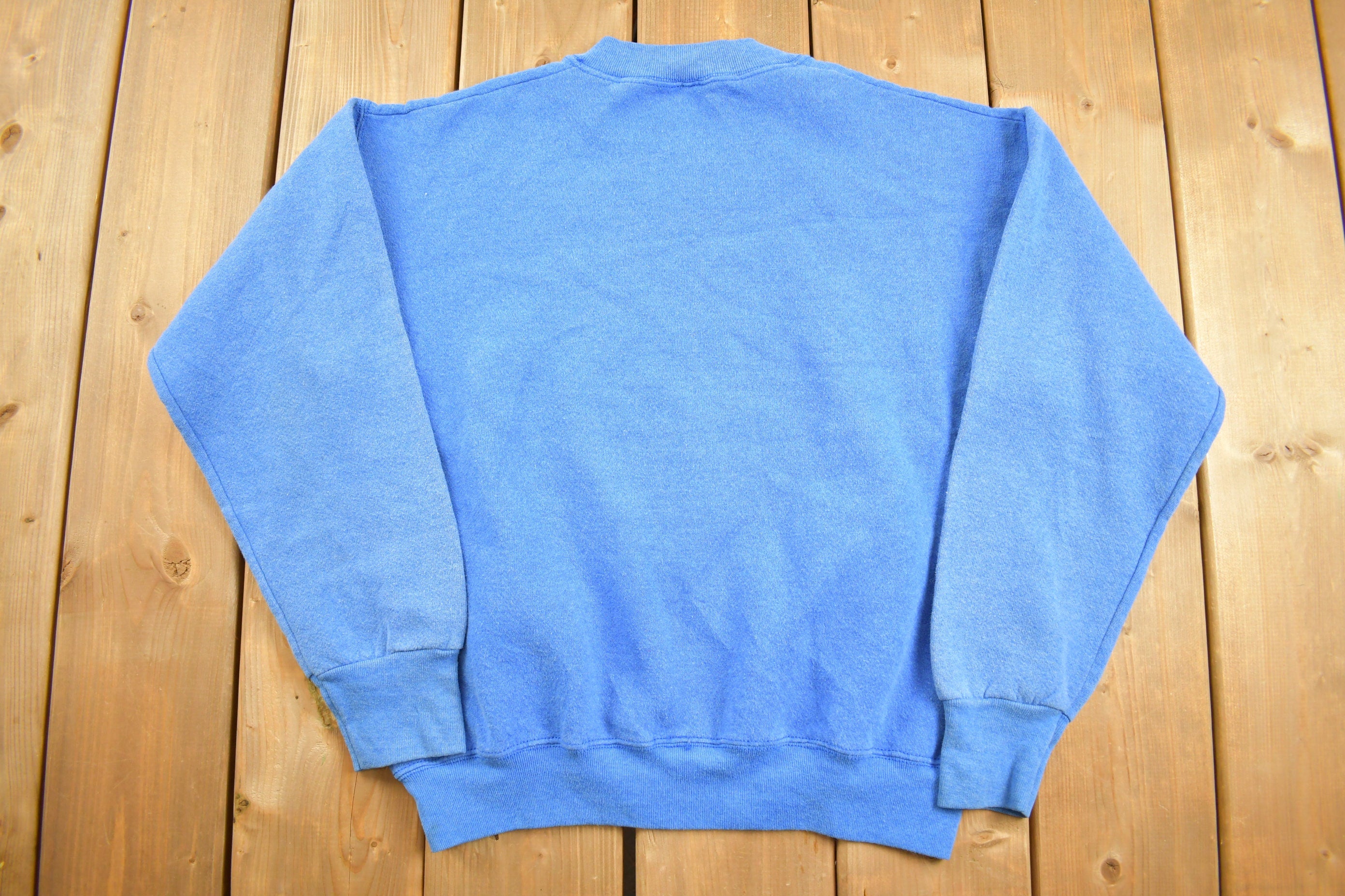 Vintage 1990s Fruit Of The Loom Blue Blank Crewneck Sweatshirt