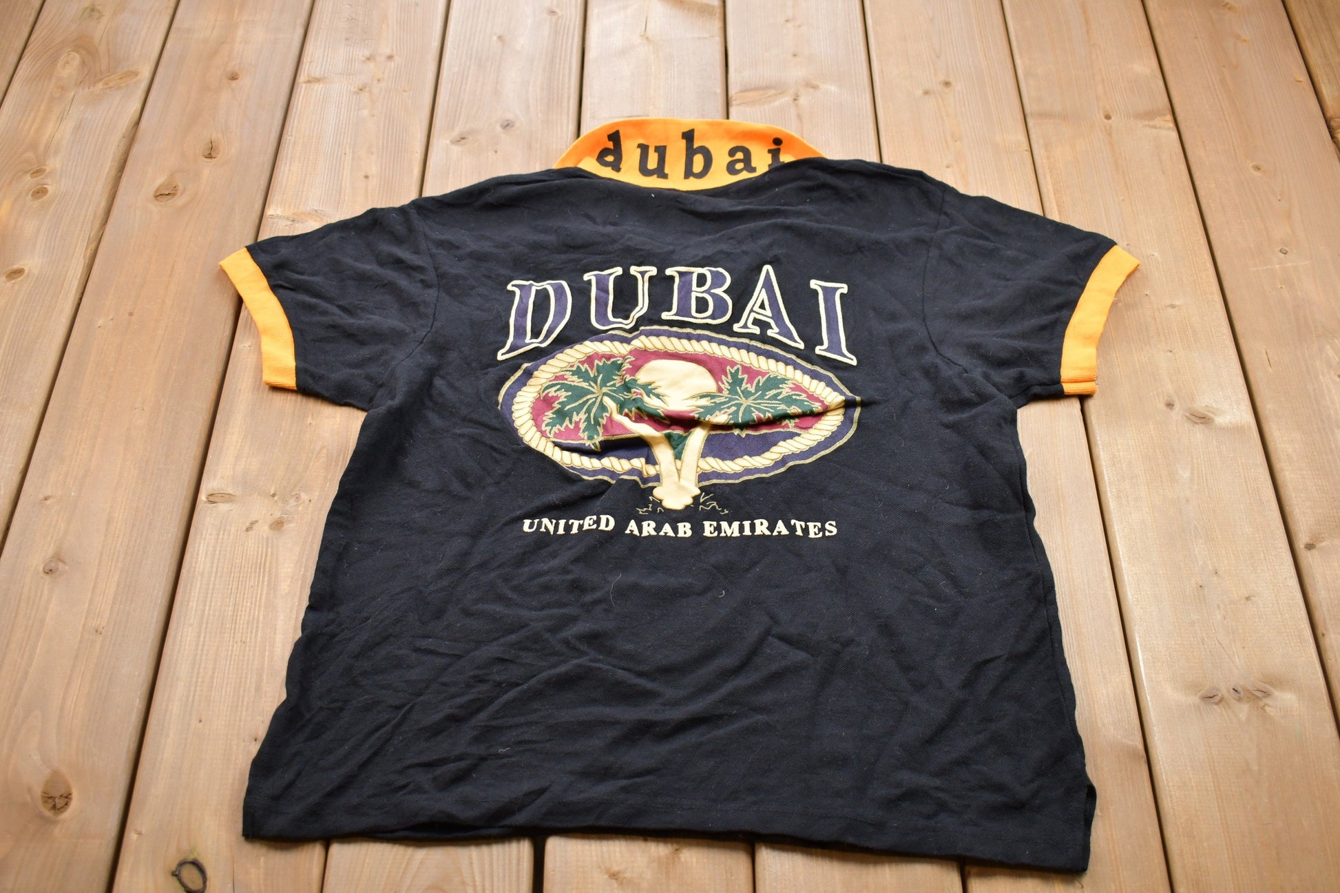 Vintage 1990s Dubai United Air Emirates Graphic Polo Shirt  Embroidered Polo  Streetwear  Retro Style  Short Sleeve Shirt  Made In USA