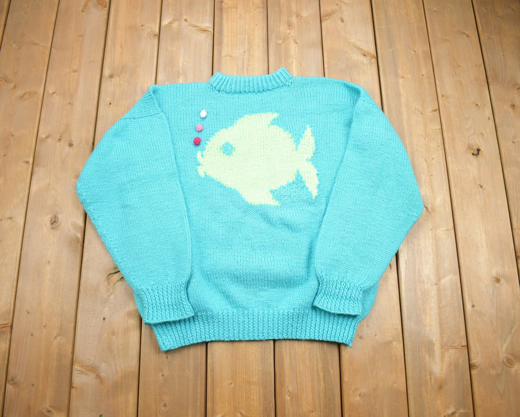 Vintage 1990s Cute Fish Knitted Crewneck Sweater