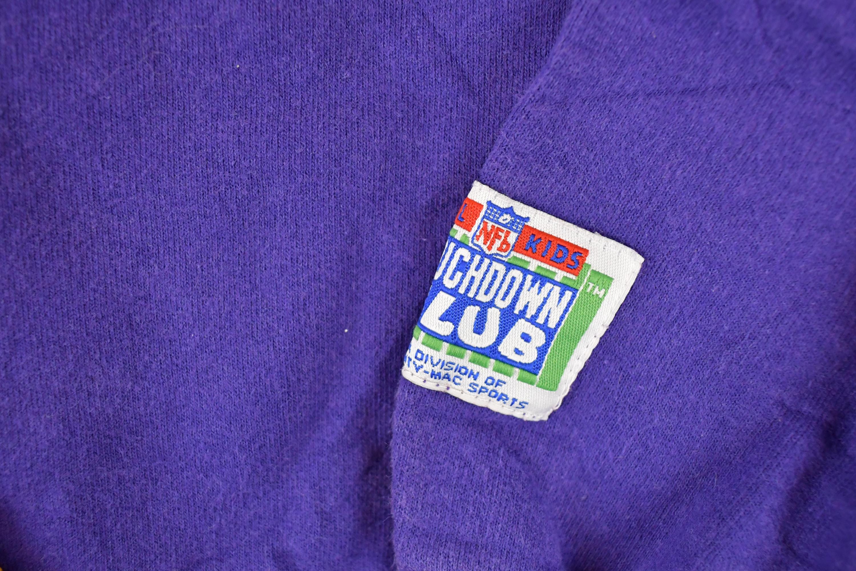 Vintage 1990s Minnesota Vikings NFL Kids Touchdown Club Hoodie Sweatshirt Youth L